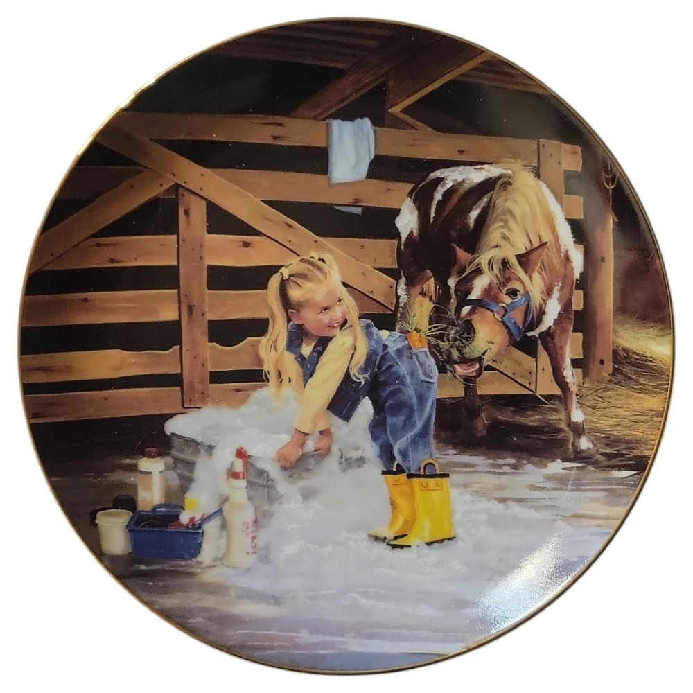 Horsing Around Country Companions Donald Zolan Danbury Mint Gold Rim Horse Plate